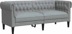 vidaXL Canapea Chesterfield cu 2 locuri, gri deschis, material textil
