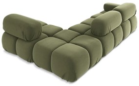 Colțar modular verde deschis cu tapițerie din catifea (cu colț pe partea dreaptă) Lokua – Makamii