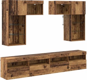 vidaXL Unități pentru Pereți de TV 6 pcs Stejar Negru Lemn compozit