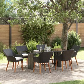 vidaXL Set de dining pentru grădină 7 piese Negru Ratan Poli