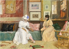 Tablou - William Merritt Chase, A Friendly Call, reproducere (70x50 cm)