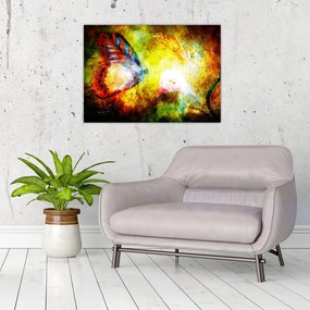 Tablou pe sticlă - Fluture spațial (70x50 cm)