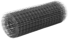 vidaXL Plasă de sârmă găini, gri, 10 x 0,5 m, oțel cu înveliș PVC