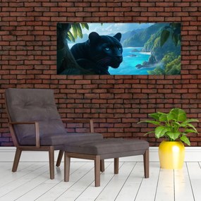 Tablou - Pantera neagră în junglă (120x50 cm)