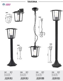 Pendul pentru iluminat exterior IP44 Taverna negru, transparent