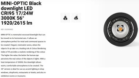 Spot LED incastrabil MINI-OPTIC Black downlight LED CRI95 17/24W 3000K 56° 1920/2615 lm