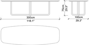 Masă lemn masiv de dining Giallo Personalizabilă - 300 cm