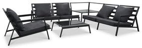 vidaXL Set mobilier grădină cu perne 5 piese gri închis aluminiu