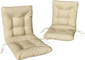 Outsunny Set 2 Perne pentru Scaune de Exterior cu Curele de Fixare, Perne Umplute din Poliester și Bumbac, pentru Șezlong sau Fotoliu, 50x120x8 cm, Bej | Aosom Romania