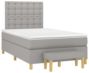 vidaXL Pat box spring cu saltea, gri deschis, 120x190 cm, textil