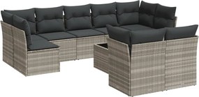 vidaXL Set canapele de grădină cu perne 10 piese gri deschis poliratan