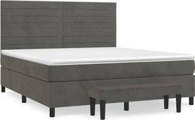 vidaXL Pat box spring cu saltea, gri închis, 180x200 cm, catifea