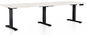 Masă înălțime reglabilă OfficeTech Long, 240 x 80 cm, picioare negre, frasin alb