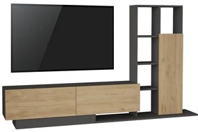 Set mobilier living Damon, Pako World, Natural-Antracit, 140x29x39 cm