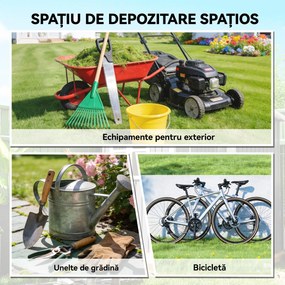 Outsunny Șopron de Grădină din Oțel cu 2 Uși Glisante, Negru, 2,6 m² | Aosom Romania