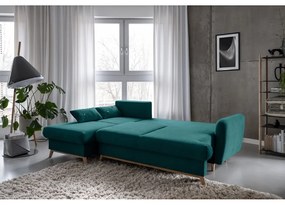 Colțar turcoaz extensibil/cu spațiu de depozitare (cu colț pe partea stângă/cu șezlong) Scandic Lagom – Miuform