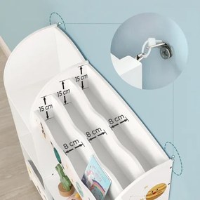 Bibliotecă pentru copii ANET albă cu cutii textile