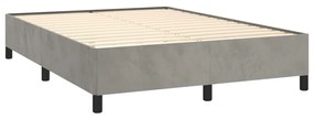 Pat box spring cu saltea, gri deschis, 140x190 cm, catifea Gri deschis, 140 x 190 cm, Benzi orizontale