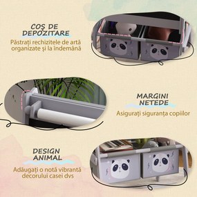 AIYAPLAY Tablă pentru Copii 3-În-1 cu 2 Rafturi și Șevalet din Lemn pentru Copii de 3-8 Ani, 54x46,5x93 cm, Roz | Aosom Romania