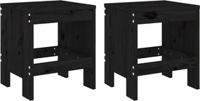 vidaXL Taburete de grădină, 2 buc., negru, 40x36x45 cm, lemn masiv pin