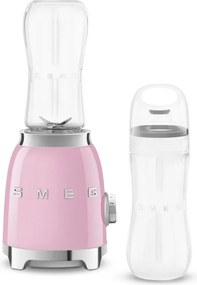 Blender Smeg PBF01PKEU, 300 W, 2 x 600 ml, 20 000–24 000 rpm, Baza antiderapanta, Fara BPA, Otel inoxidabil, Roz
