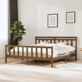 3100981 vidaXL Cadru de pat, maro miere, 200x200 cm, lemn masiv