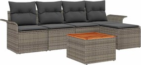 vidaXL Set de canapele pentru grădină cu pernă 6 pcs Gri poliratan