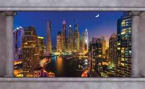 Fototapet - Zgârăienori din Dubai noaptea (152,5x104 cm), în 8 de alte dimensiuni noi