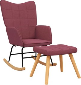vidaXL Scaun balansoar cu taburet, roșu vin, textil