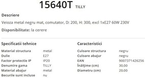 Veioza design modern Tilly 15640T GL