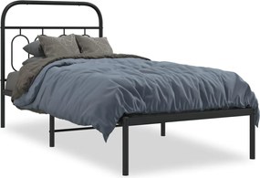 vidaXL Cadru de pat metalic cu tăblie, negru, 90x190 cm