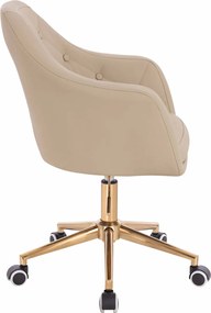 HR831K Scaun Crem Piele Ecologica Premium Soft cu Bază Aurie