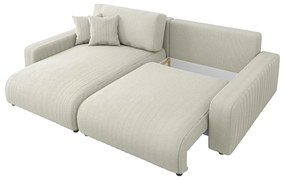 Colțar crem extensibil cu tapițerie din catifea reiată (cu colț variabil) Sara – Ropez