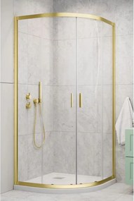 Cabina de dus semirotunda cu usi glisante Radaway Alienta 80x80 cm auriu deschis periat-transparent
