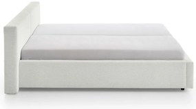 Pat matrimonial alb tapițat cu spațiu de depozitare cu somieră 180x200 cm Cube – Meise Möbel