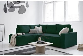 Colțar verde închis extensibil cu tapițerie din catifea reiată (cu colț pe partea stângă ) Brave Dave – Miuform