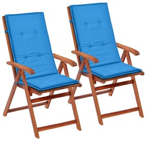 vidaXL Perne scaun de grădină, 2 buc, albastru, 120 x 50 x 3 cm