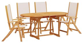 3279294 vidaXL Set mobilier de grădină, 5 piese, lemn masiv acacia/textilenă