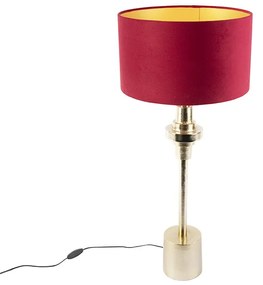 Lampă de masă Art Deco cu abajur din catifea roșie 35 cm - Diverso