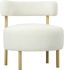 HOMCOM Fotoliu lounge fotoliu relax cu Sherpa-Fleece, picioare metalice cu aspect de lemn, fotoliu tapițat 67 x 67 x 71 cm Alb crem | Aosom Romania