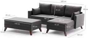 Canapea extensibilă de colț Bella Mini RightAntracit