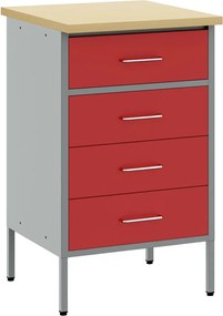 vidaXL Banc de lucru cu sertar Roșu și gri 50 x 55 x 85 cm