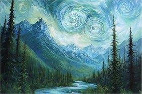 Tablou - Peisaj cu o adiere din Van Gogh (90x60 cm)