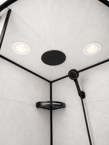 Cabina de dus semirotunda Paris-90, dimensiune 90×90 cm, panouri compozit cu aspect de faianta