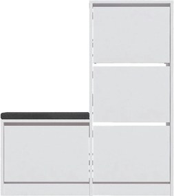 Pantofar DUDE, alb/gri, PAL melaminat/stofa, 105x26x119 cm