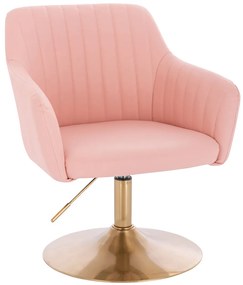 HC190N Scaun Roz din Piele Ecologica cu Bază Aurie