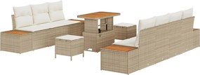vidaXL Set de canapele pentru grădină cu pernă 10 pcs Bej Rattan poli