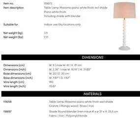 Lampa de masa LUX, Lemn, Tesatura, Alb, Massimo, 119673 HZ