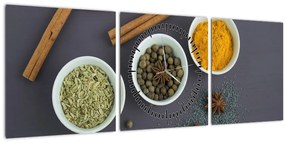 Tablou - condimente (cu ceas) (90x30 cm)