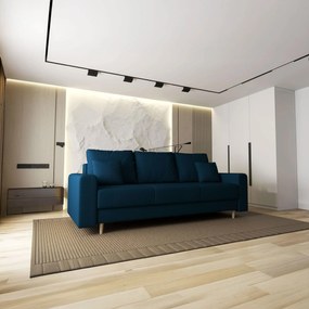 Canapea extensibilă dumonde cu ladă de depozitare si sezut confortabil din spuma high-density, Kronos Enjoy Petrol 210x100 cm